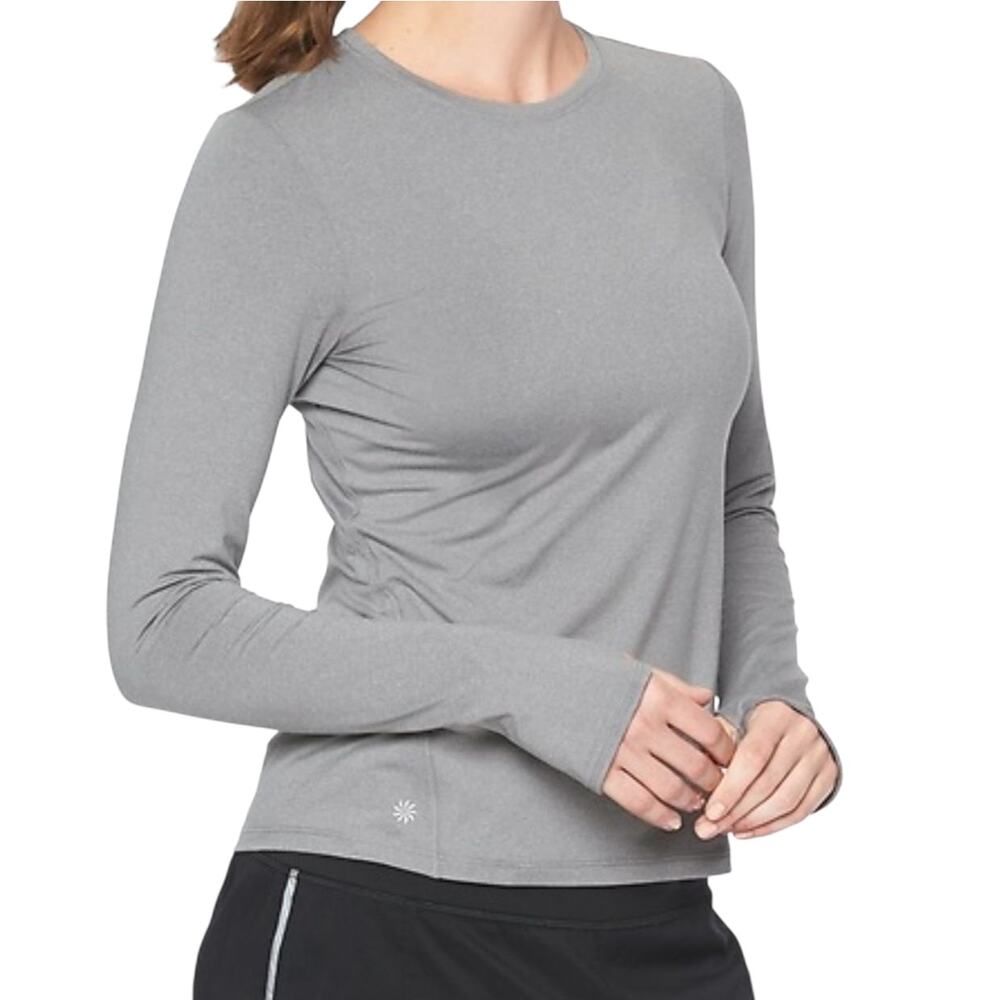 Athleta Limitless Heather Top Gray Long Sleeves Thumbholes Athleisure XL